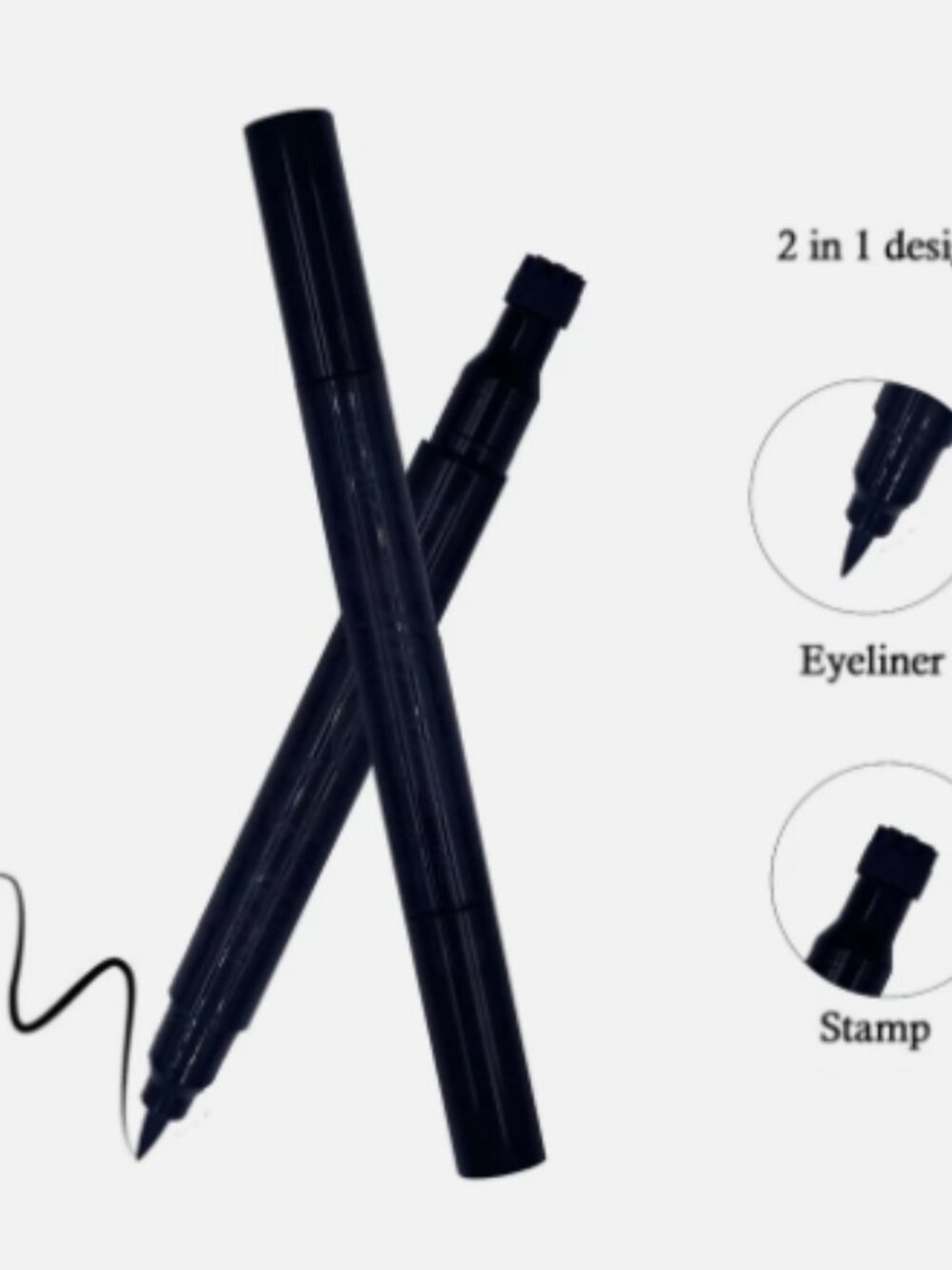 2 in 1 Eyeliner Stamp Pen Hemp Leaf Waterproof Smudge Proof Black Makeup